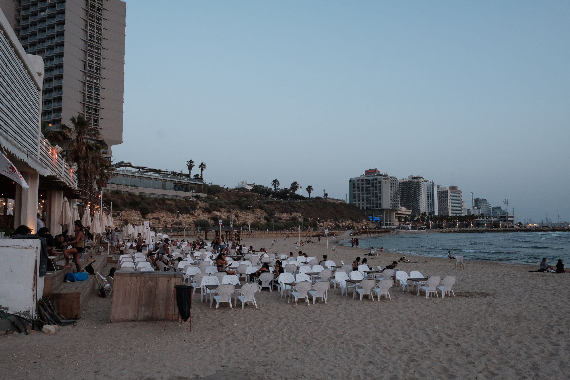 Cafes are right on the beach.
